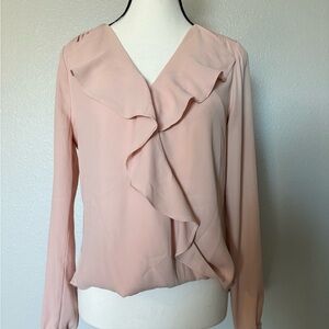 White House Black Market Blush Ruffle Blouse
